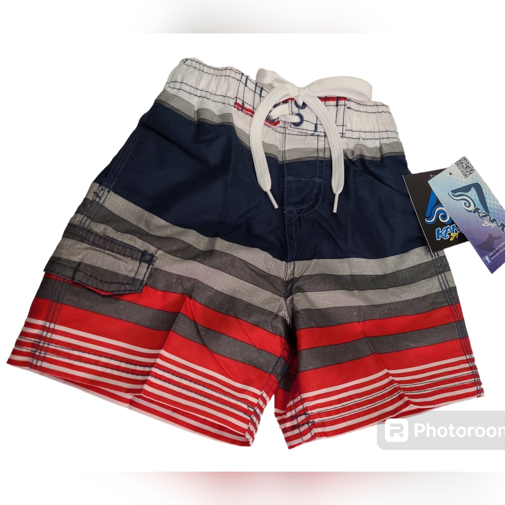 Kanu Surf Boys' Viper Quick Dry UPF 50+ Beach Swim Trunk Blue/Red Size 3T
